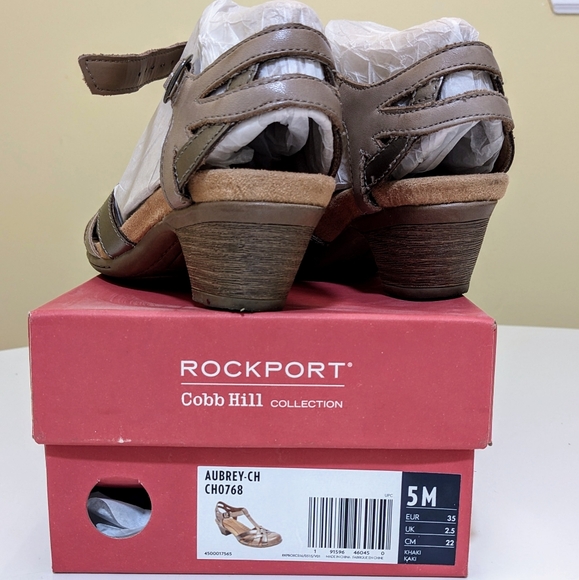 Rockport Cobb Hill Aubrey Khaki Multi Color. Leather Wedge heel. Women's Size 5. - Picture 3 of 14